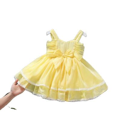 China Spring little girl summer slip dress/skirt Korean new children's casual fairy bow 2022 summer version small skirt children's clothing for sale