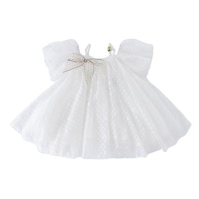 China 2022 children's casual dress flower gauze skirt fluffy one-piece one-line hair birthday dress party girl skirt for sale