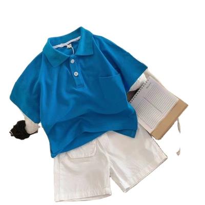 China Anti-pilling 2022 new products hot cotton polo shirt with lapels custom made short sleeved shorts for children kids boys girls clothing suit for sale