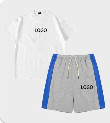 China 2022 Fashion Contrast Color Anti-pilling Over Size Clothing Summer Cotton Comfort T-shirt Custom Design Kids Wear Boys Short Sleeve Suit for sale