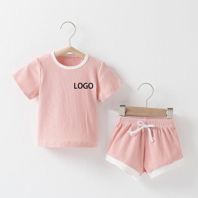 China Breathable Summer Stripe Solid Color Hot Shorts Shorts Cotton Striped Shorts Custom Logo Pattern Kids Toddler Boys Dress Sets For Girls for sale