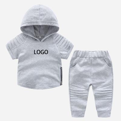 China New Design New Trend 2022 Fashion Cotton Smart Casual Pure Custom Hooded Short Sleeve Suit Shorts Kids Girls Toddler Dress Sets For Boys for sale