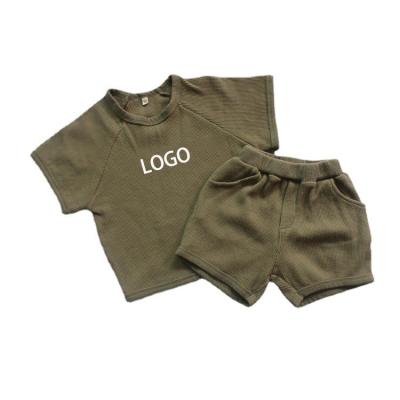 China New Summer Fashion Boom Solid Color Logo Cotton Smart Casual Custom Shorts Sleeves Loose And Comfortable Shorts Kids Boys Clothing Sets for sale