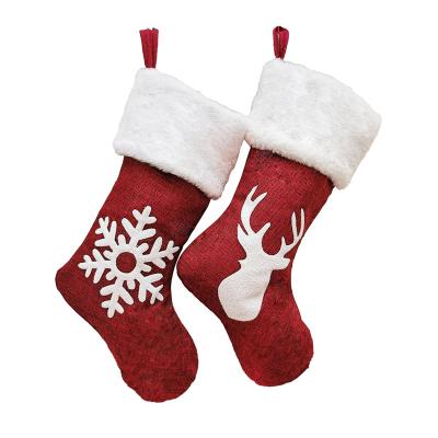 China Eco-Friendly Velvet Christmas Returns Solid Color Sublimation White Large Snowflake Personalized Santa Sack for sale