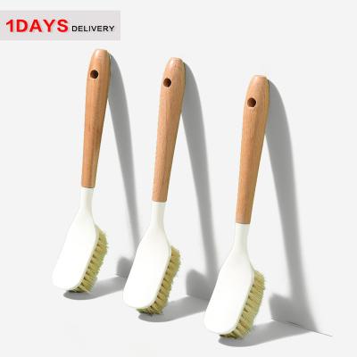 China Sustainable Kitchen Brush Multifunctional Household Tools Long Dish Sisal Wood Bamboo Cleaning Brushes for sale