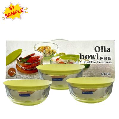 China OEM Sustainable Custom Microwave Oven Safe Snap Lock Food Saving Eco-friendly Storage Container Set Glass Bento Lunch Box for sale