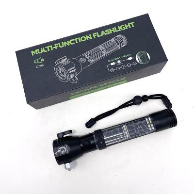 China 8 In 1 Multi Function USB Rechargeable Solar Powered Flashlight KX-8004 for sale