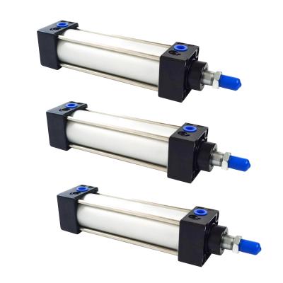 China Large Bore Size Factory SC32/40/50/63/80/100/125/160/200 Super Acting Standard Double Aluminum Alloy Air Pneumatic Cylinder for sale