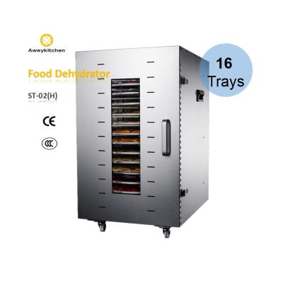 China Household Latest 16 trays rotatory dehydration dual fan motors rapid hot air dry food dehydrator with CE for sale