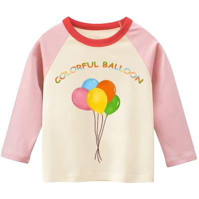 China Baby Boy Girls Cotton T-shirt Long Sleeve Cartoon Print Tee Tops Customer-Specified Toddler Kids Summer Autumn Clothes for sale