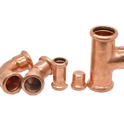 China Plumbing Tubing Supplies M Profile Press Fittings Copperfit Tee Coupling Elbow Cap 15mm 22mm for sale