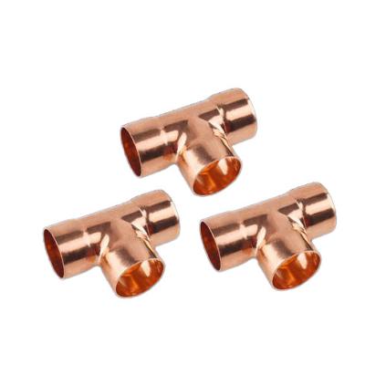 China Connect Pipes Equal Wrot ASME B 16.22 Copper Tee CXCXC Copper Pipe Fittings for sale