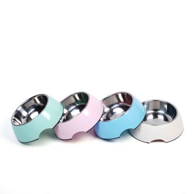 China High Quality Non-automatic Colorful Pet Bowls Feeder Dog Anti-Slip Stainless Steel Bowls for sale