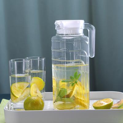 China Factory stocked produce clear cold water pot 1100ml and water pithcer set with plastic lid for sale