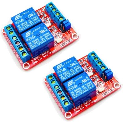 China For Arduino DC 12V 2 Channel Relay Module Isolated Optical Coupler High And Low Level H/L Level Trigger Module Triggered By DC 12V Relay Module for sale