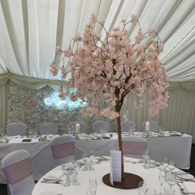 China Eco-friendly Indoor Silk Rose Small Weeping Artificial Cherry Blossom Tree Centerpiece For Wedding Decoration for sale