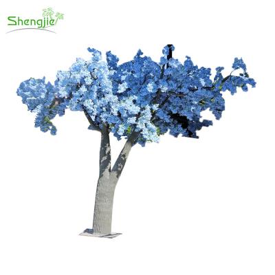 China Large Blue Silk Flowers Eco-Friendly Artificial Cherry Blossom Tree Indoor Decor Fake For Wedding for sale