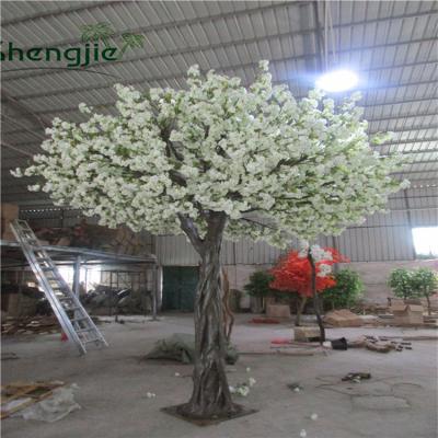 China Modern Pure White Artificial Fiberglass Cherry Blossom Tree For Wedding Decoration for sale