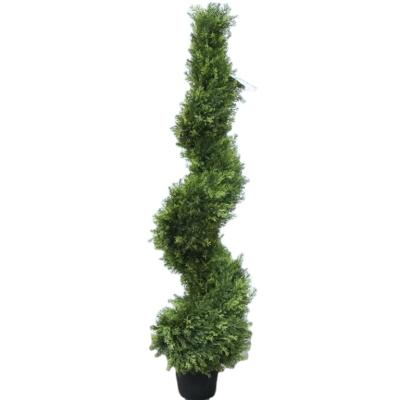 China Hot Sale 150cm Eco-friendly Plastic Artificial Pine Spiral Topiary Tree for sale