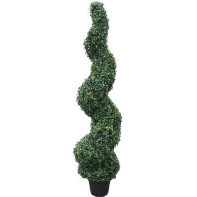 China Eco-friendly Best Selling 150cm Plastic Artificial Topiary Boxwood Spiral Tree for sale