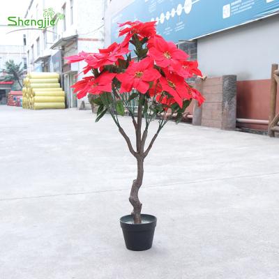 China Eco-friendly Wholesale Indoor Small Red Artificial Bonsai Plants Trees To Match Decor for sale