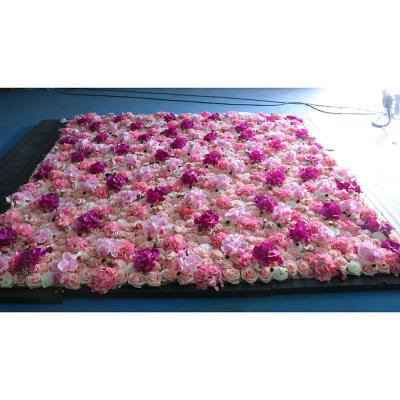 China Wedding decoration 3d Rose artificial flower silk wall backdrop panel for wedding decor for sale