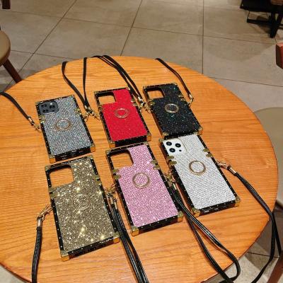 China 2021 hot sale worn square shockproof luxurySet drill mobile phone accessories shockproof for iphone1311 12 pro max case coveriPhone12 for sale