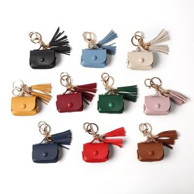 China Fanshion Fashionable Woman Soft Leather Case For Apple Airpods gen2 Luxury Tassel Key Chain Bag For Airpod Pro Cover for sale