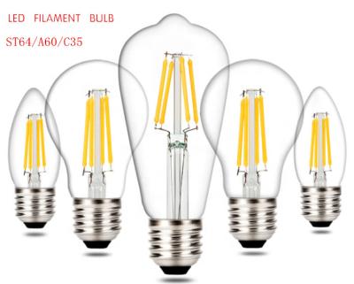 China Cheap price residential led edison bulb ST64/A60/C35/G45/R63/R80 edison e27/e14/b15/b22 industrial decorative led filament bulb for sale