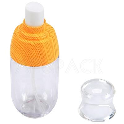 China Round 1oz 50ml 4oz 80ml Clear Cosmetic Biodegradable Spray Bottles Wooden Petg Toner Bottle Wholesale Mist Spray Bottle 30ml for sale