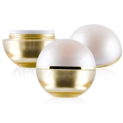 China Private Label 5g 10g 15g 30g 50g Luxury Gold Acrylic Sphere Shaped Jar Lip Gloss Jars Ball Shaped Cream Cosmetic Jar for sale