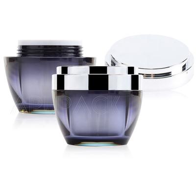 China Luxury Blue Egg Shaped High Quality Acrylic Cream Jar 50ml Oval Purple High Quality Acrylic Cream Jar For Skin Care Set for sale