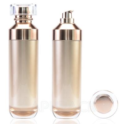 China Small Rose Gold 50ml 30ml 15ml Rose Gold BEAUTY PACKING Bottles Hair Serum Acrylic Cosmetic Bottle for sale