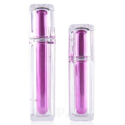 China Crystal 15ml 50ml 100ml Cosmetic Acrylic Cosmetic Jars And Bottles Set Square Pink Packaging Bottle 1oz Lotion Bottles With Pump for sale