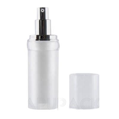 China Cosmetic qualified cylinder 30ml 50ml botol serum 15ml matte white airless airless pump bottle frosted plastic bottle with pump for sale