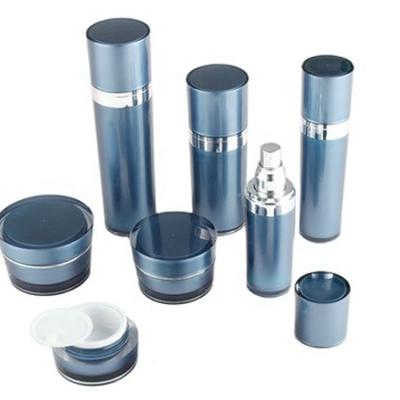 China High Quality Private Luxury Cosmetic Skin Care Acrylic Korean Packaging Bottles Blue Pyramid Logo Container 4oz for sale