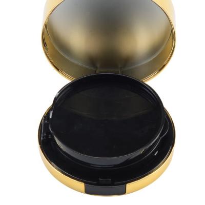 China Recyclable Gold Ring 2 Layers Black Compact Charging Case Cushion Empty Mirror Pocket With Blast for sale