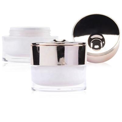 China Luxury Unique Design 50gm Acrylic Container Spatula Cosmetic Jar With Rose Gold Lid Twist for sale