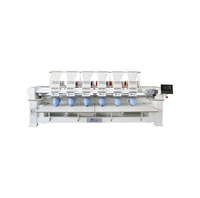 China Garment shops 2021 hot sale FUJA 6 head embroider machine 12 or 15 needles computerized flat cap embroidery machine for sale