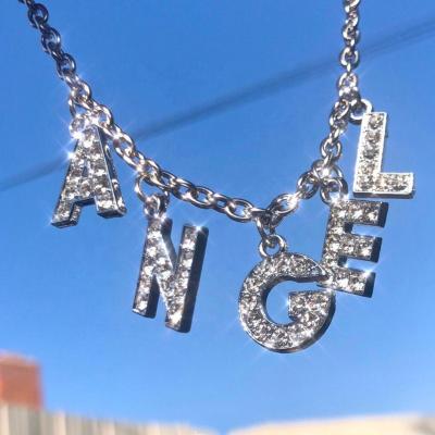 China Environmental Friendly Wholesale Outlet Alphabet Cubic Zirconia Diamond CZ Tennis Letter Initial Necklace Iced Out For Women for sale