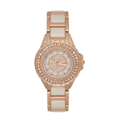 China Fashionable Round Diamond Rose Gold Quartz Watches Wholesale Masari New Fashion Unisex Ceramic Personality Full for sale