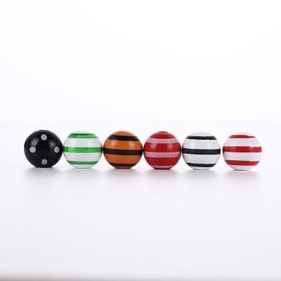 China DIY Jewelry Making Children's DIY Jewelry Loose Beads 100pcs/bags Lotus Round Beads Striped Polka Dot Printed Wooden Beads for sale