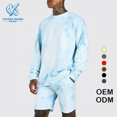 China OEM Summer Men's Clothing Fasion Tie Dye Breathable Custom Tracksuit Hoody And Sweat Shorts Tracksuit Sets For Men for sale