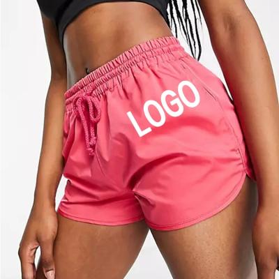 China OEM QUICK DRY Custom Gym Workout Fitness Running Jogger Pants Elastic Taffeta Drawstring Waist Sports Running Shorts Women for sale