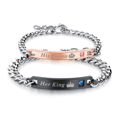 China Religious Personalized Lettering For Girlfriend Lovers Bracelet Titanium Steel Lovers Plated Rose Gold Bangle for sale