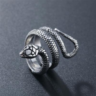 China CLASSIC Vintage Punk Rock Style Stainless Steel Snake Design Ring for sale