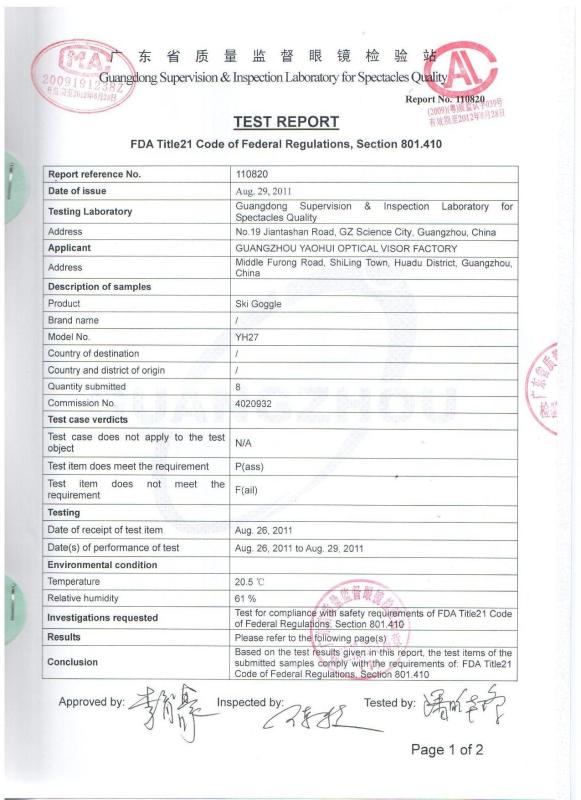 Test report - Guangzhou Dexin Sport Goods Co., Ltd.