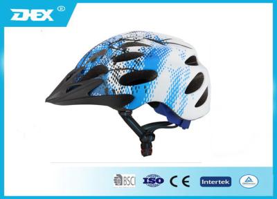 China Cascos en declive de la bici del blanco azul de encargo del tamaño, cascos frescos de la bicicleta para los hombres en venta