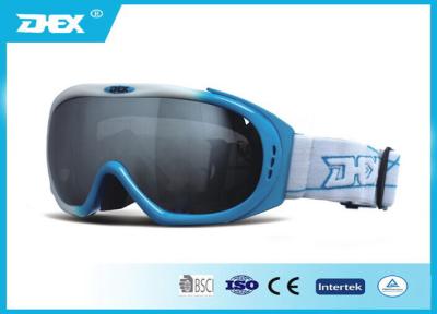 China Vidrios azules blancos de las gafas del esquí de la nieve para la lente gris del marco del deporte TPU con la capa de plata en venta