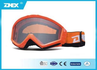 China Transparent Lens Shinny Orange Frame clear Motorcycle Goggles MX Glasses for sale